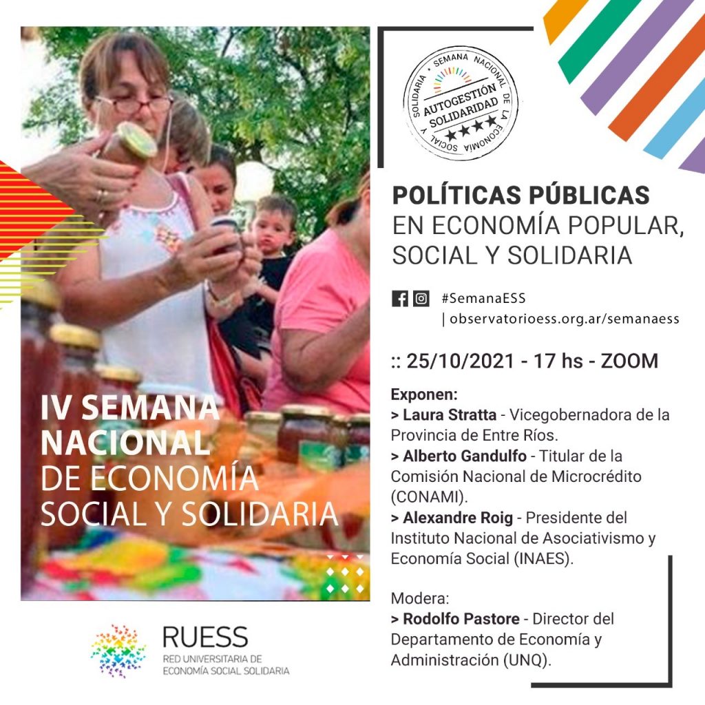 Semana Nacional de Economía Social y Solidaria: "Defendemos la democracia y los derechos construyendo Otra Economía"