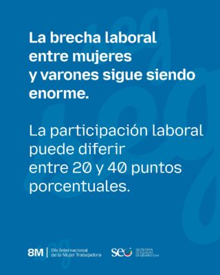 la brecha laboral entre mujeres y varones sigue siendo enorme — la participación laboral puede diferir entre 20 y 40 puntos porcentuales