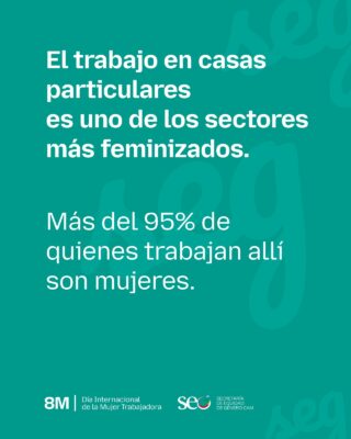 el trabajo en casas particulares es uno de los sectores más feminizados — más del 95% de quienes trabajan allí son mujeres
