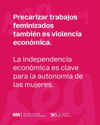 precarizar trabajos feminizados también es violencia económica — la independencia económica es clave para la autonomía de las mujeres
