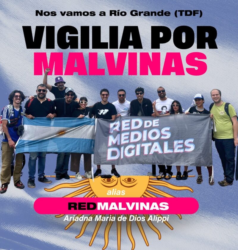 Gráfica de la cobertura colectiva REDMALVINAS de la Red de Medios Digitales para la Vigilia por Malvinas en Río Grande